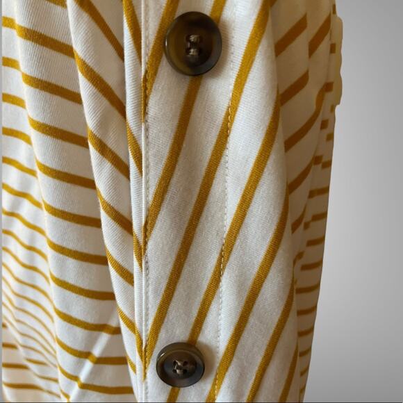 Women’s V-Neck Sweatshirt Yellow/White Stripes Size S - Picture 5 of 12